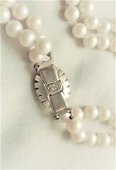 Vintage CELEBRITY NY Faux Pearl Rhinestone 2 Strand Hand Tied Necklace