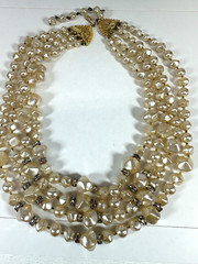 Vintage Necklace Multistrand Simulated Pearl Collar Rondelle Statement 16-18 in