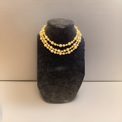 Vintage Unsigned Miriam Haskell Baroque Faux Pearl 3 Strand Necklace