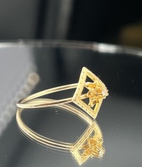 ATQ Vtg 10k Yellow Gold Diamond Ring Brooch Conversion Flower in Square sz 10