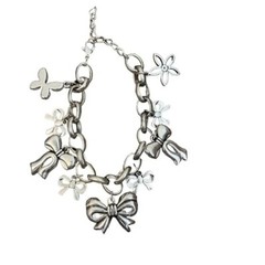 Vintage Bowknot Silver Plated Pendant Bracelet