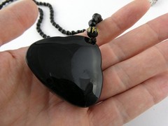 Black Onyx Carved Buddha Pendant Necklace Black Beaded Strand No Clasp 68.5g