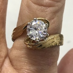 Vintage 18KT GE Gold Plated & Cubic Zirconia in Bold Look Ring varied sizes