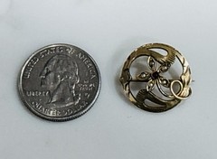 Antique Victorian Gold Filled Brooch Pin Flower Faux Seed Pearl Vintage Signed