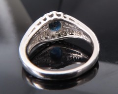 Vintage 1.07ct Deep Blue Sapphire & 0.48ct Diamond Platinum Ring Size 7
