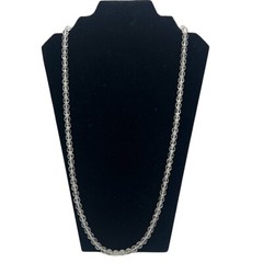 Vintage Faceted Clear Crystal Glass Beaded Long Necklace 30 1/2″