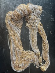 Vintage Les Bernard Sterling 925 Gold & Silver Multi Chain Elegant Necklace 16″