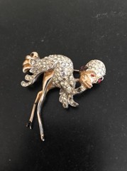 Vintage Ostrich Brooch Unique Old Rhinestones As Pictured 2”