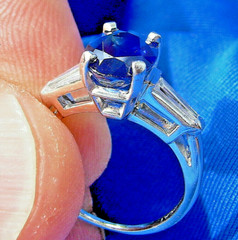 EARTH MINED SAPPHIRE DIAMOND Deco Engagement Ring Vintage PLATINUM Solitaire 3CT