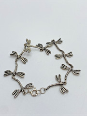 Vintage Dragonfly Sterling Silver Bracelet 6 3/4” Marked Sterling & 925