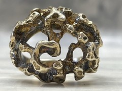 Vintage Brutalist Sterling Silver Gold Plated Statement Ring Sz 6.5 Modernist