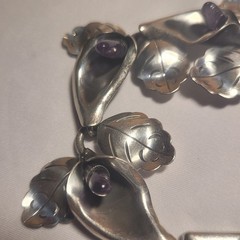 vintage PAR Taxco sterling silver (925) jewelry set with amethyst teardrops.