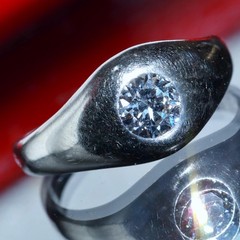 14k white gold ring 0.33ct natural diamond sz 4.5 solitaire antique 3.64gr N3622