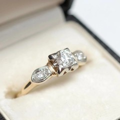 Art Deco Style Round Cut Lab Created Diamond 14k White Gold FN Engagement Ring