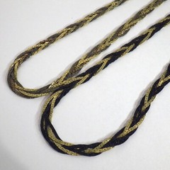 Set of 2 Vintage Flat Braided Necklaces Serpentine Chain Gold/Black/Silver 24″