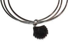 Silver Tone Bangle Bracelet 3 Bracelets Shell Charm Nautical Themed Jewelry J503