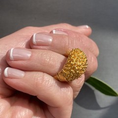 Vintage Cocktail Ring Estate Jewelry Pre-owned Sea Urchin Dome Gold Plated Sz 7