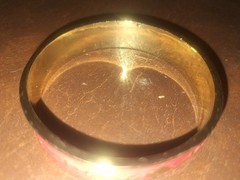 FORNASH Pink Enamel Gold Tone Slip-On 6″ Signed Bangle Bracelet