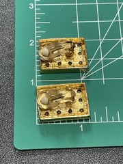 Vintage 1.1” Crystal Rhinestone Gold Tone Metal Rectangle Clip Earrings