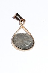 1929 Buffalo Nickel on gold-tone pendant