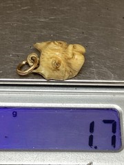 Victorian Era Dog Pendant, Carved Pit Bull Charm