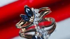 14k yellow gold size 4 ring 0.42ct natural, treated sapphire diamond 2.50g N363K