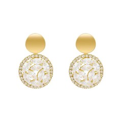 Gorgeous Cluster Halo Drop Earrings 2.3Ct Simulated Diamond 14K Yellow Gold Over