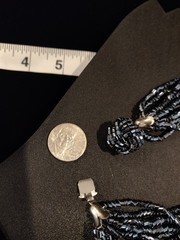 Black Czech Glass 12 Strand 1950’s Necklace Statement Push In Clasp VTG 15″