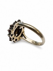 Vintage Bohemian Garnet Ring Sterling Silver Gold Vermeil Cluster Size 8.25