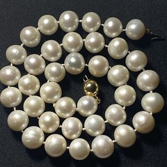 Necklace Cultured Pearl 14k 9mm Ball Clasp Big Pearls 10mm To 11mm Big Pearls