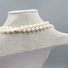 Vintage Satin White Glass Bead Necklace Hand Knotted 2.5mm 56″