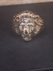 10K Solid Gold Lion Head Ring Size 13.5