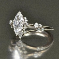 Art Deco Style Lab Created Diamond 14k White Gold FN Wedding/Engagement Ring