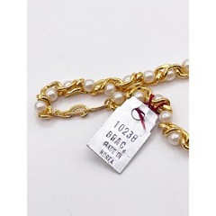 Vintage Marvella NOS Gold Tone Faux Pearl Necklace Bracelet Set Signed Tags