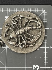 Vintage Edlee Scorpio Astrology Zodiac Rock Pendant Necklace Long Silver Tone