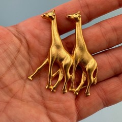 Vintage Animal Brooch Pin Lot Gold Tone Elephant Giraffe Lion Zebra Noahs Ark