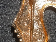 Signed JJJ Shoe Pin Gold Tone Green Faux Pearls