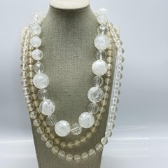 Beaded Statement Necklace Lot 2 Vintage GRAZIANO Chunky Single and Clear Double