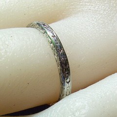 ORIGINAL Art Deco Wedding Band 18K WHITE GOLD Antique Anniversary Ring Size 6.5