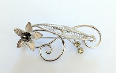 Beautiful Vintage Signed Van Dell Sterling Silver Filigree Flower Pin Brooch
