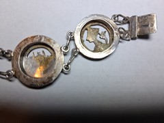 Vintage Egyptian Revival Silver Bracelet. Circular Panels Ornate Egyptian Motifs
