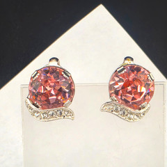 Little Vintage Eisenberg Crystal Pink Rhinestone Rhodium Finish Clip Earrings