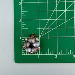 Vintage Clip On Earrings Baby Blue AB Rhinestone Frosted Glass Cabochon Stones