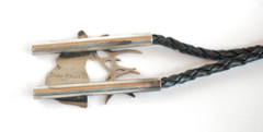 Zuni Native American BULL ELK Bolo Tie by Dale Edaakie Handmade Vintage
