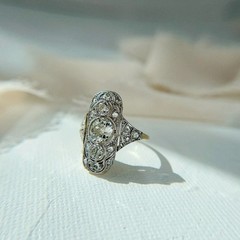 Art Deco Style Round Cut Lab Created Diamond 14K Yellow Gold FN Engagement Ring