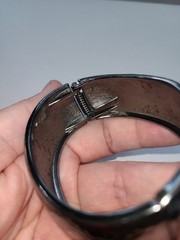 Gun Metal Hammered Cuff Bracelet Open Wide Boho Retro WOMEN Jewelry