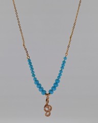 22k gold plated Turquoise Cubic Zirconia G Clef Pendant Necklace 18″-20″
