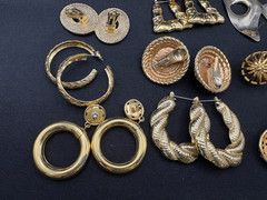 Fun Vintage 90’s Earrings Lot of 19 Chunky Big Gold Tone Earrings Hoops Mix Lot