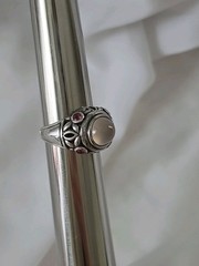 Sterling Silver 925 Moonstone Amethyst Ring Ornate Sz 9.75