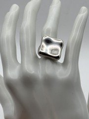 Vintage Sterling 925 Modernist Square Chunky Concave Ring Size 7